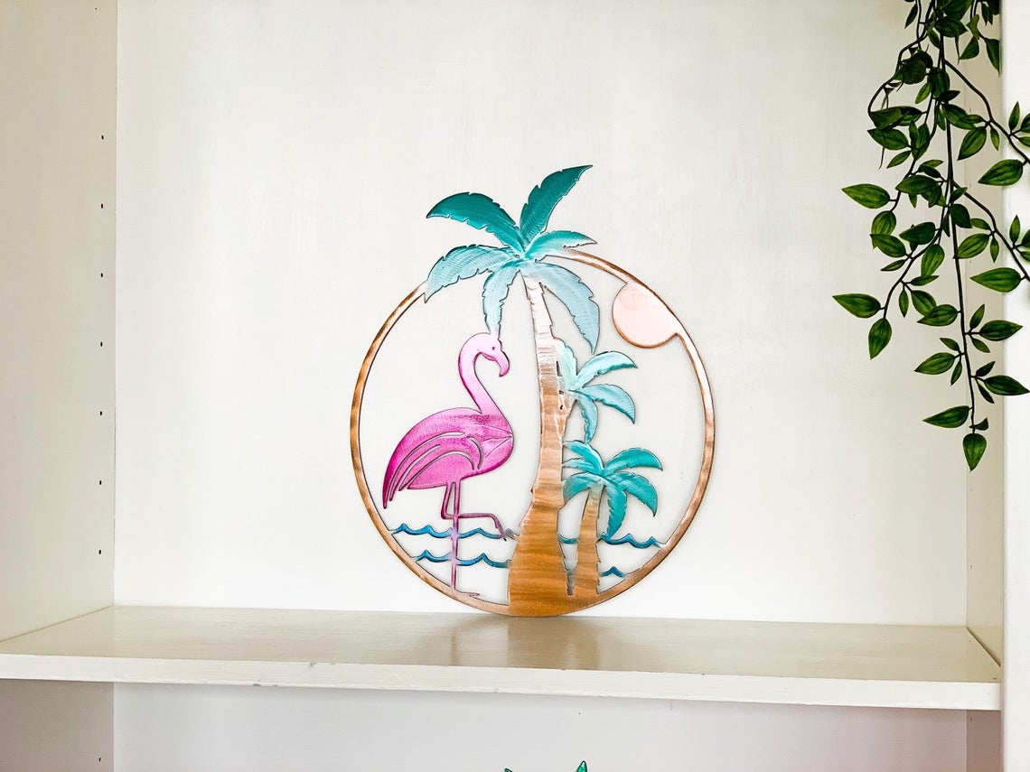 Palm tree and flamingo Sticker for Sale by The Love Quill