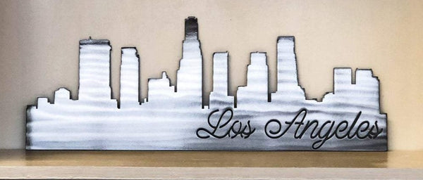 Los Angeles Dodgers City Skyline Stacked - MLB Metal Wall Art