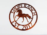 Personalized Horse Ranch Metal Sign or Wall Art, Choose Any Powder Coat Color