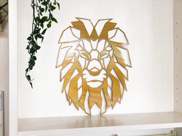 Metal good Lion Art, Geometric Lion Face , Metal Wall Art, Lion Sign, Metal Wall ,Indoor Outdoor Decor, Home Decor,