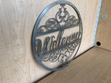 Metal Welcome Sign with Scroll Detail, Any Size and Powder Coat Color